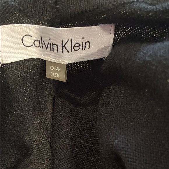 Calvin Klein Black Poncho with Gray and Cream Stripes - Picture 4 of 5
